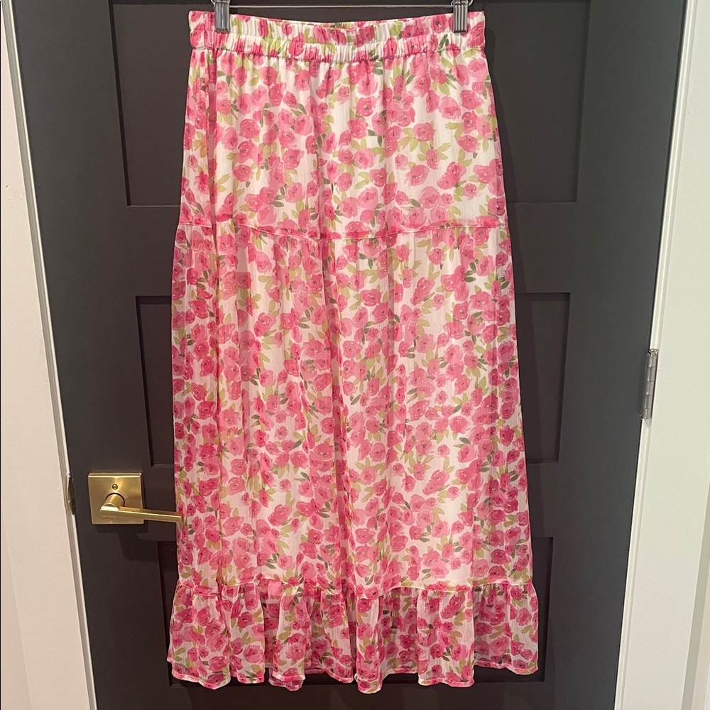 Vero Moda Floral Ruffled Maxi Skirt Size M